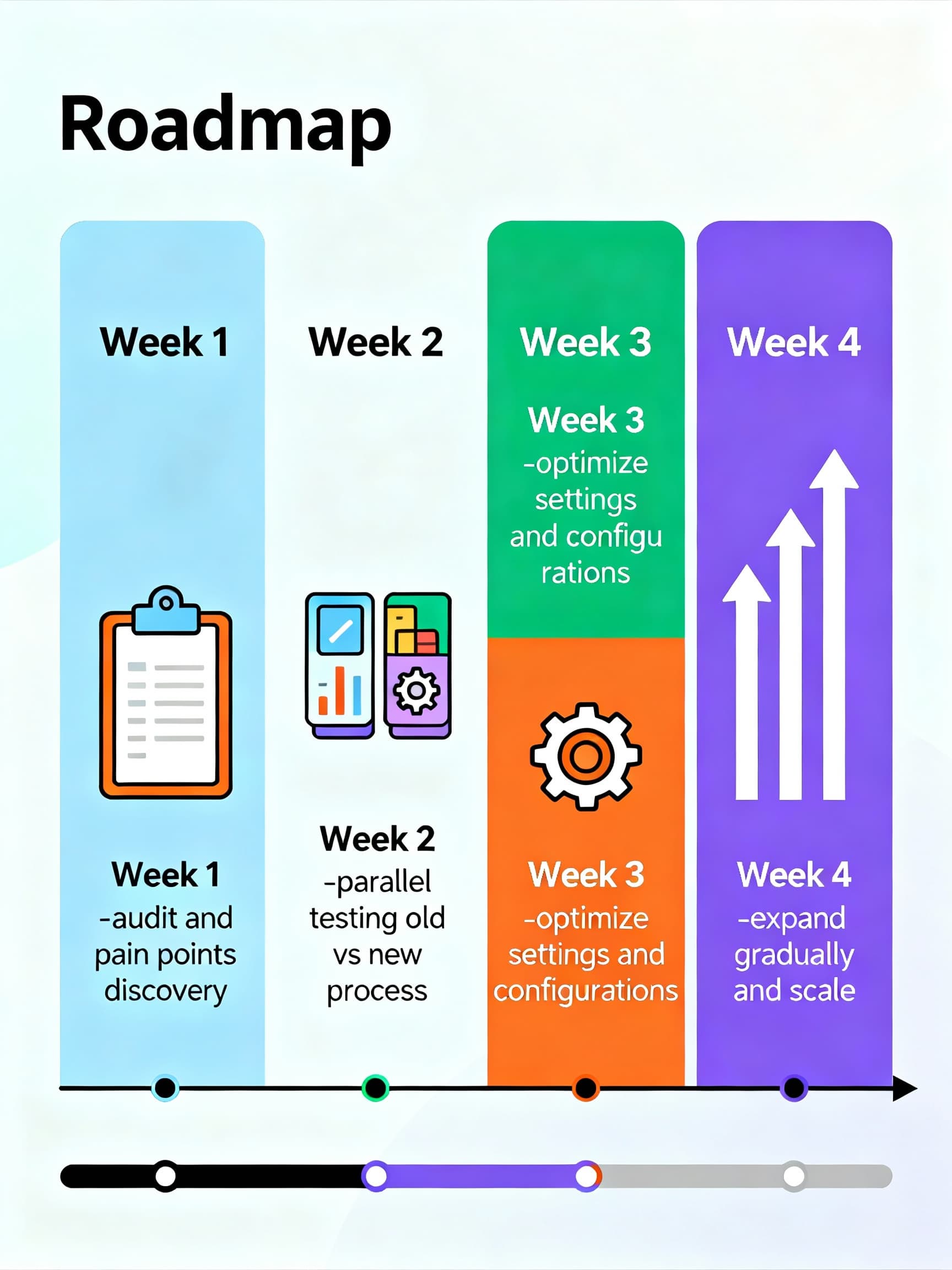 Four-week implementation roadmap - how to gradually adopt automation without overwhelming your team